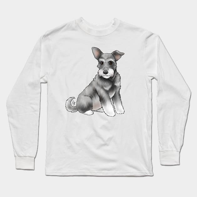 Dog - Miniature Schnauzer - Salt and Pepper Natural Long Sleeve T-Shirt by Jen's Dogs Custom Gifts and Designs